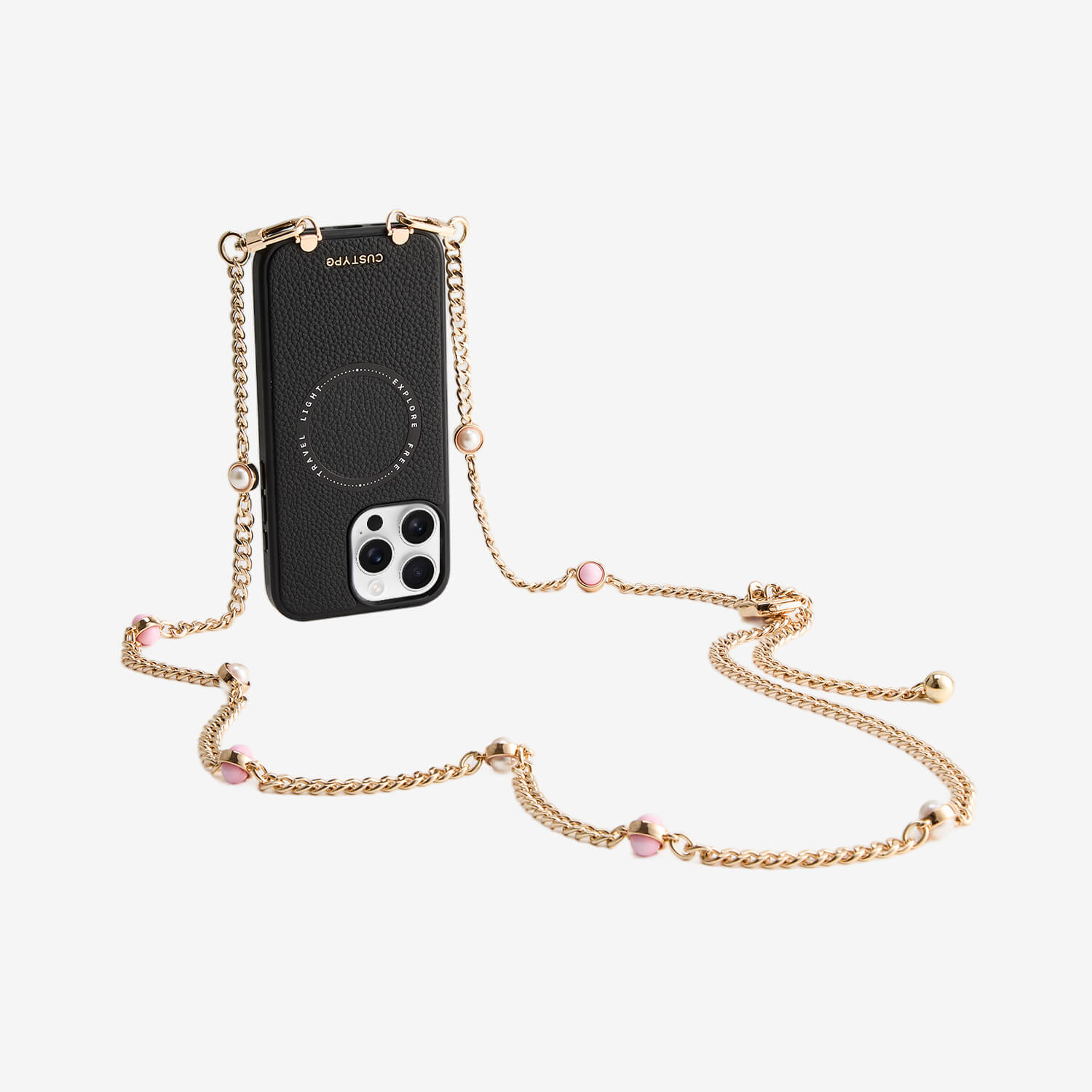 Sleek Design Kit- Magnetic Phone Case with Pearl Chain