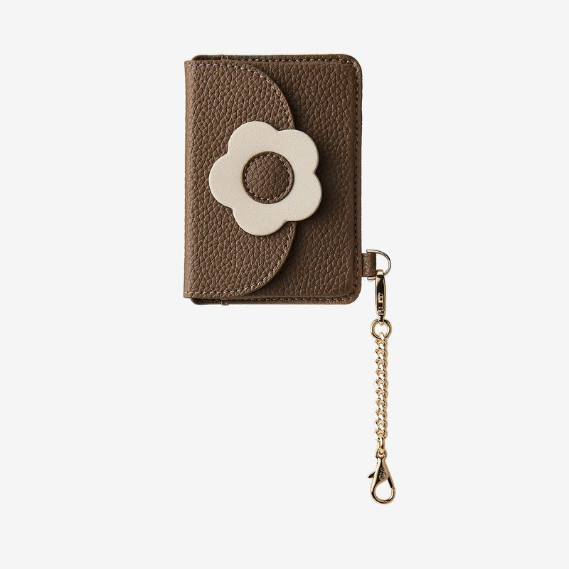 mocha Minimalist floral slim wallet
