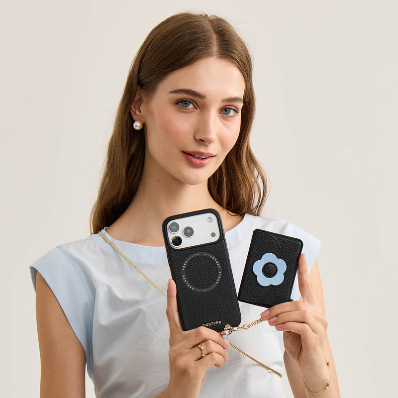 Slim Metal Chain- Magnetic Crossbody Phone Case with Card Holder