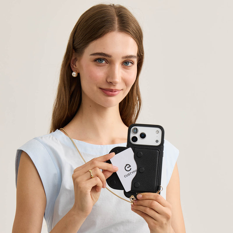 Slim Metal Chain- Magnetic Crossbody Phone Case with Card Holder