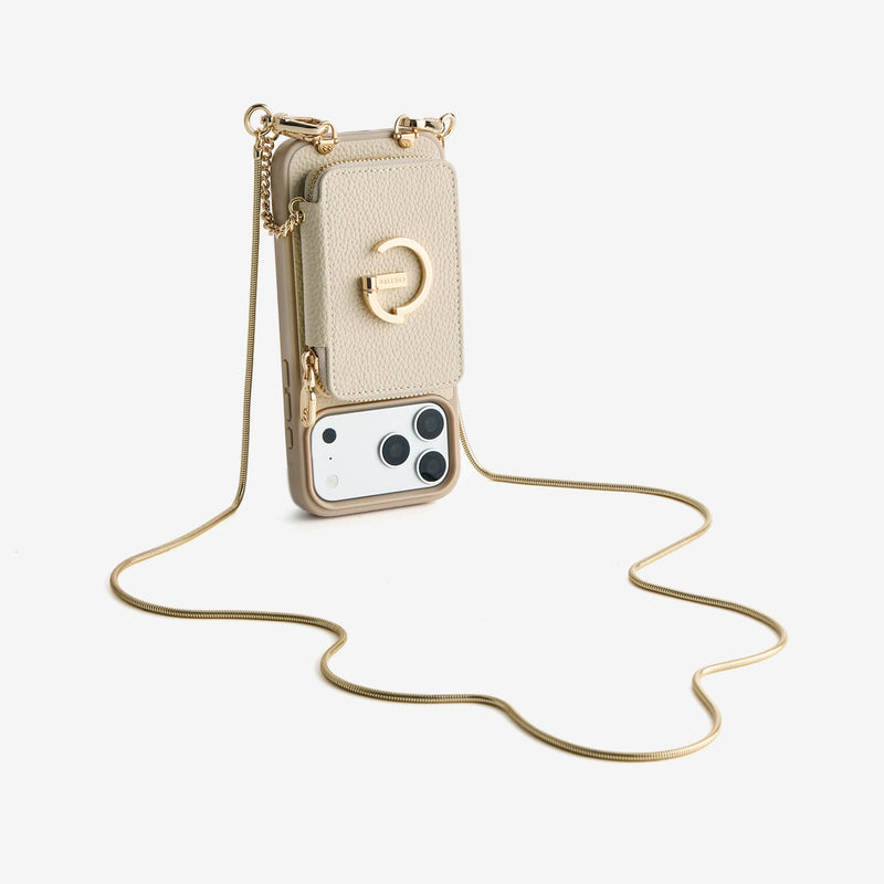 Slim Metal Chain- Removable Magnetic Wallet Phone Case with Strap
