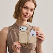 Slim Metal Chain- Removable Magnetic Wallet Phone Case with Strap