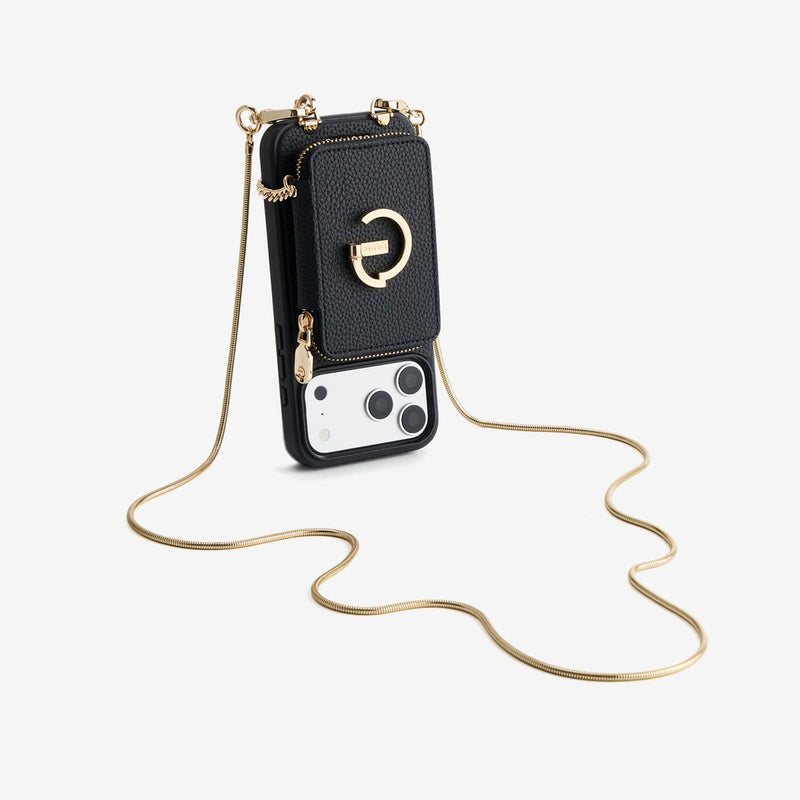 Slim Metal Chain- Removable Magnetic Wallet Phone Case with Strap