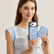 スリムメタルチェーン - 取り外し可能マグネットウォレットスマホケース｜ストラップ付き