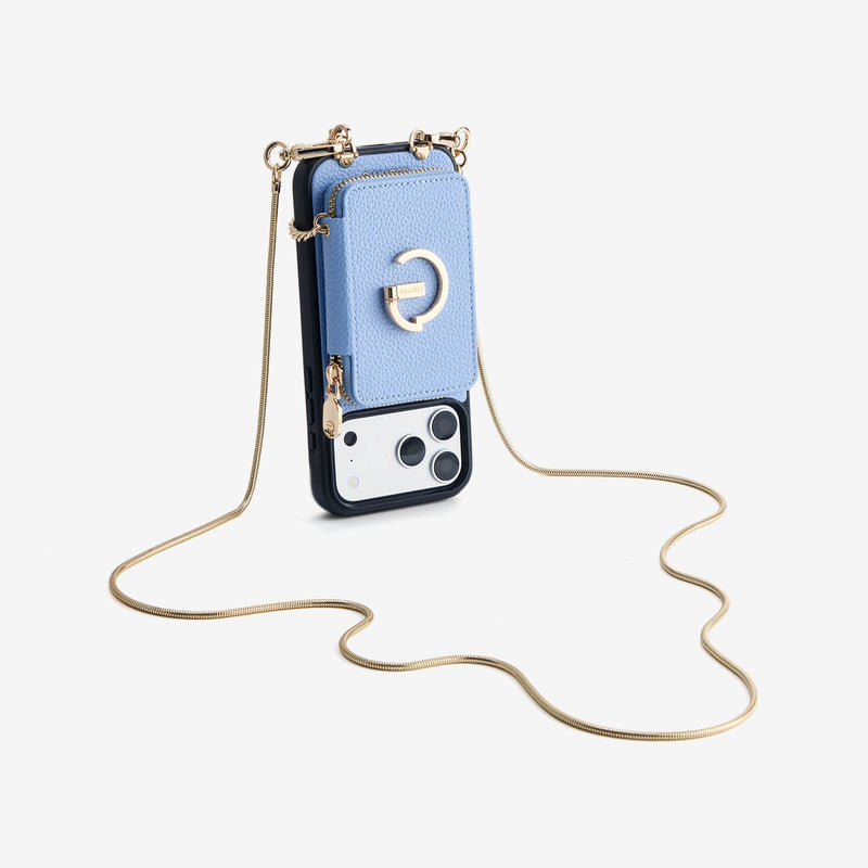 Slim Metal Chain- Removable Magnetic Wallet Phone Case with Strap