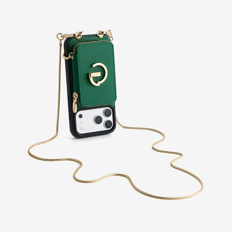 Slim Metal Chain- Removable Magnetic Wallet Phone Case with Strap