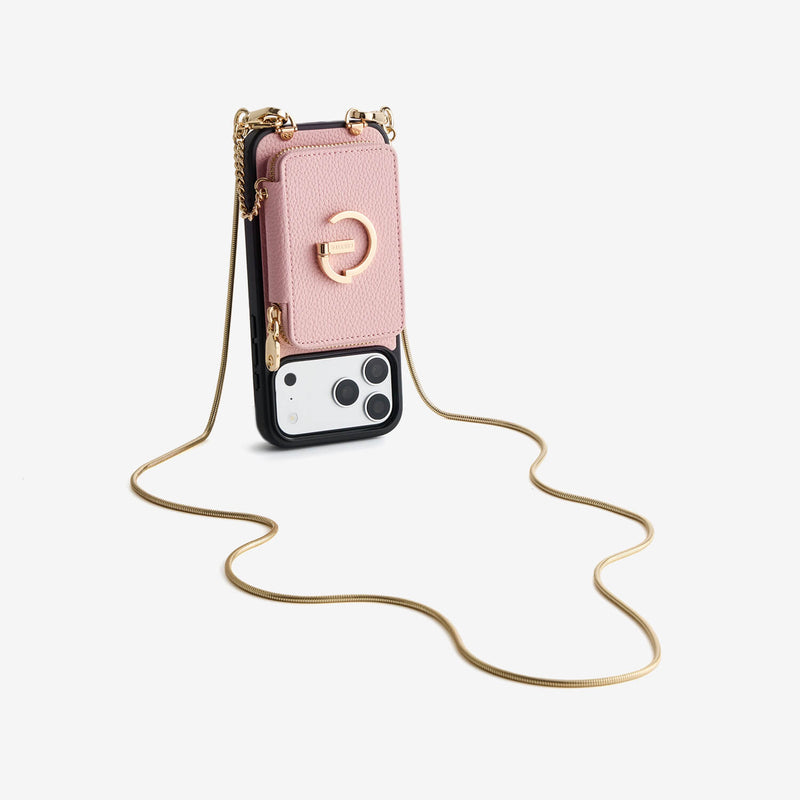 Slim Metal Chain- Removable Magnetic Wallet Phone Case with Strap