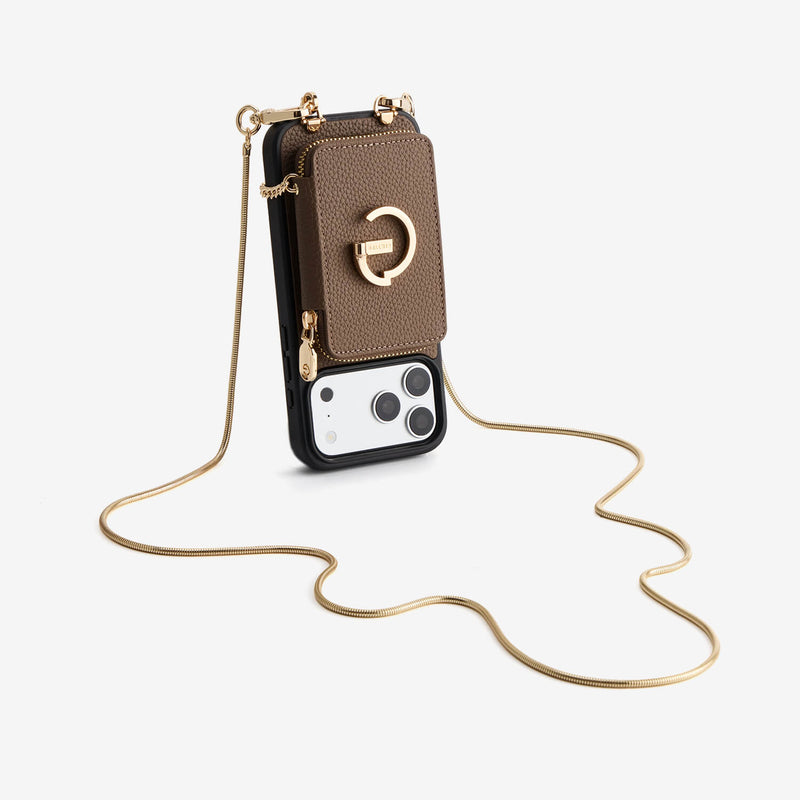 Slim Metal Chain- Removable Magnetic Wallet Phone Case with Strap