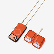 スリムメタルチェーン - 取り外し可能マグネットウォレットスマホケース｜ストラップ付き