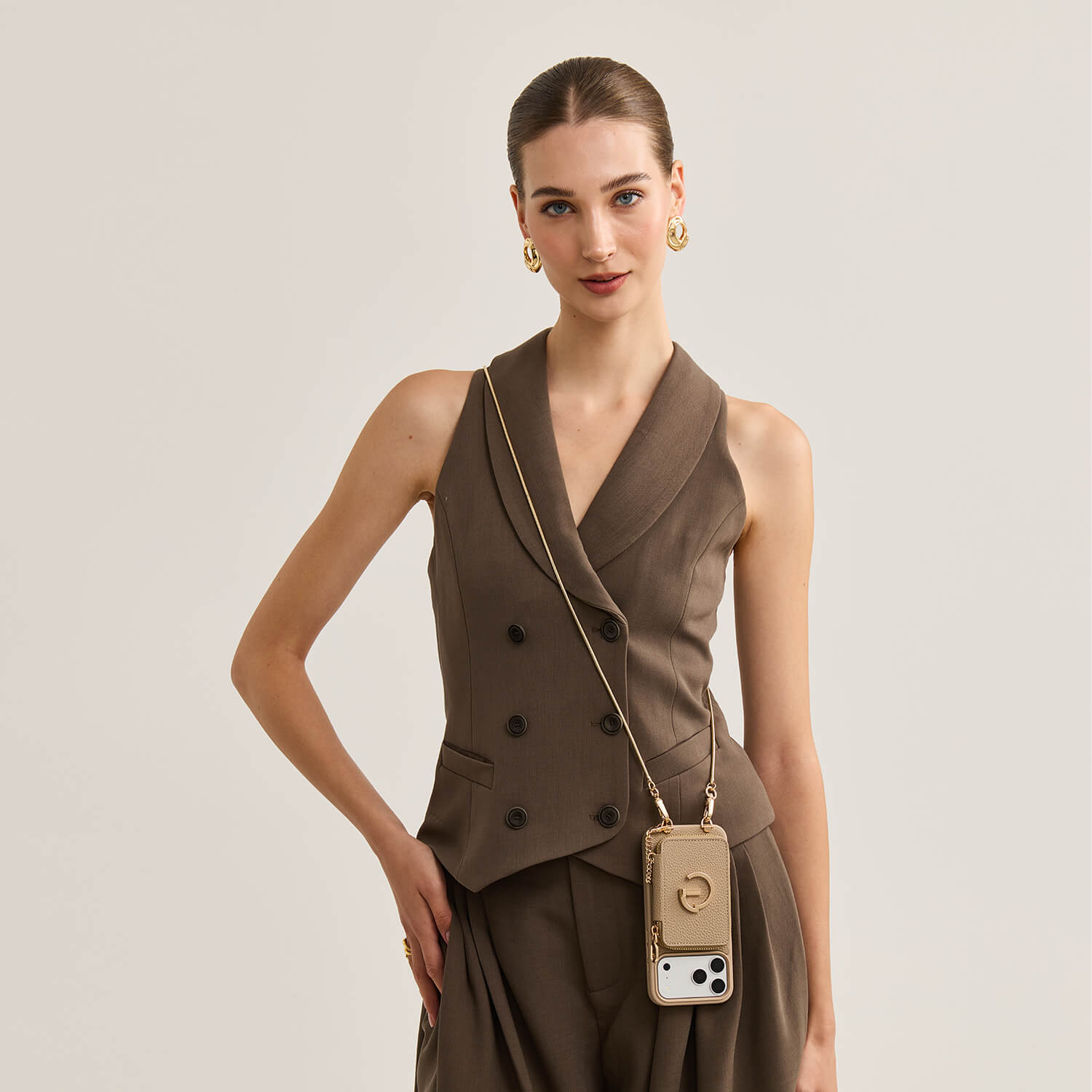スリムメタルチェーン - 取り外し可能マグネットウォレットスマホケース｜ストラップ付き