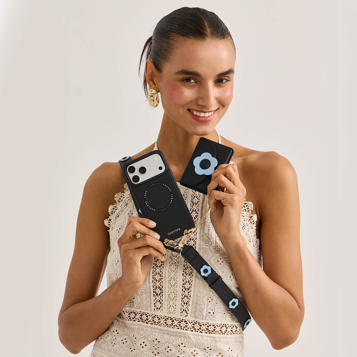 Unity Style- Slim Wallet Phone Case with Floral Crossbody Strap