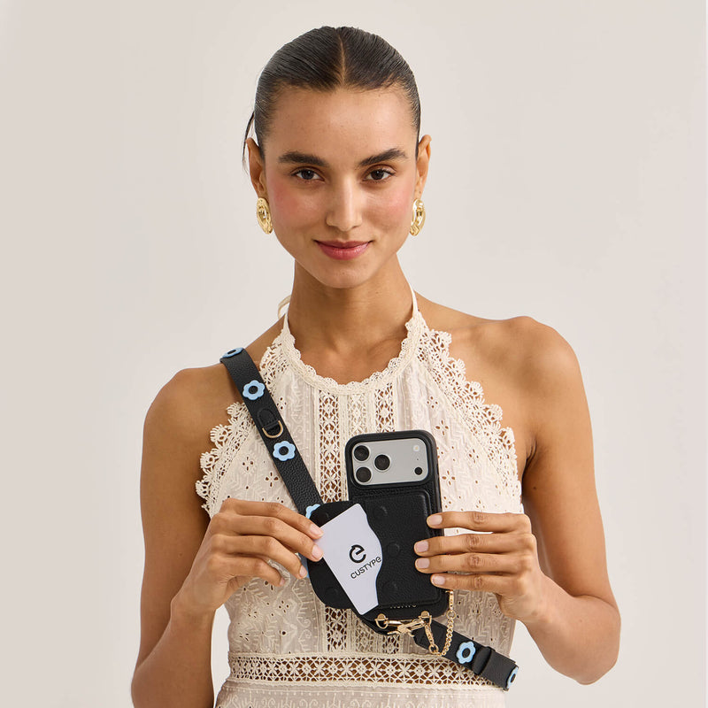 Unity Style- Slim Wallet Phone Case with Floral Crossbody Strap