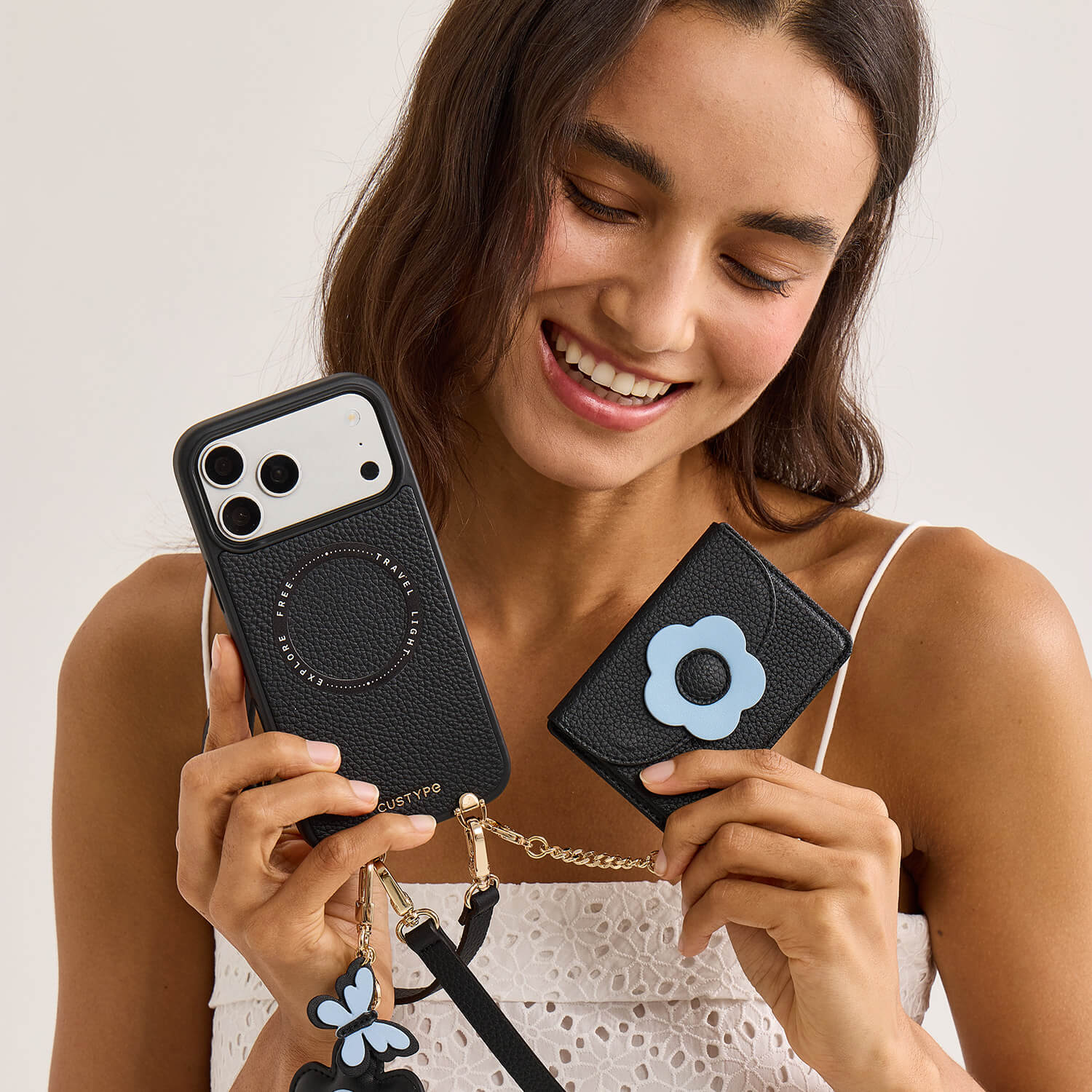 Bloom Pal- Slim Wallet Phone Case with Flower Charm & Strap