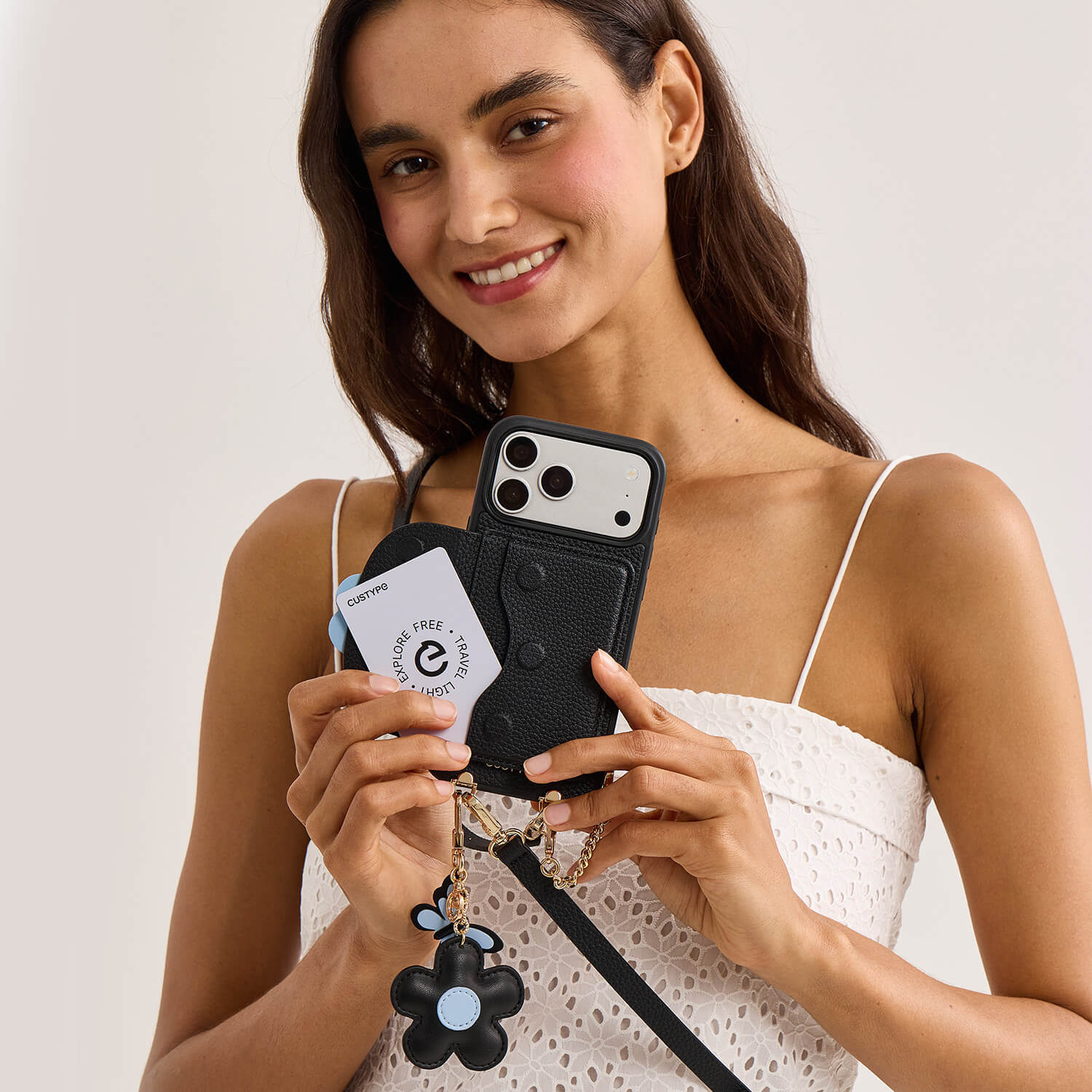 Bloom Pal- Slim Wallet Phone Case with Flower Charm & Strap