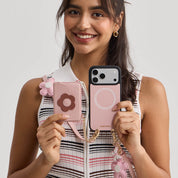 Light pink iPhone 17 Pro Max
phone case with detachable wallet
with crossbody for vacation

