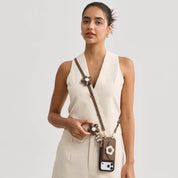 Mocha luxury iPhone 17 Pro Max
crossbody wallet phone case
with hands-free for vacation



