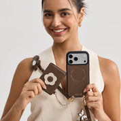 Mocha stylish iPhone 17 Pro Max phone case with detachable wallet for everyday use