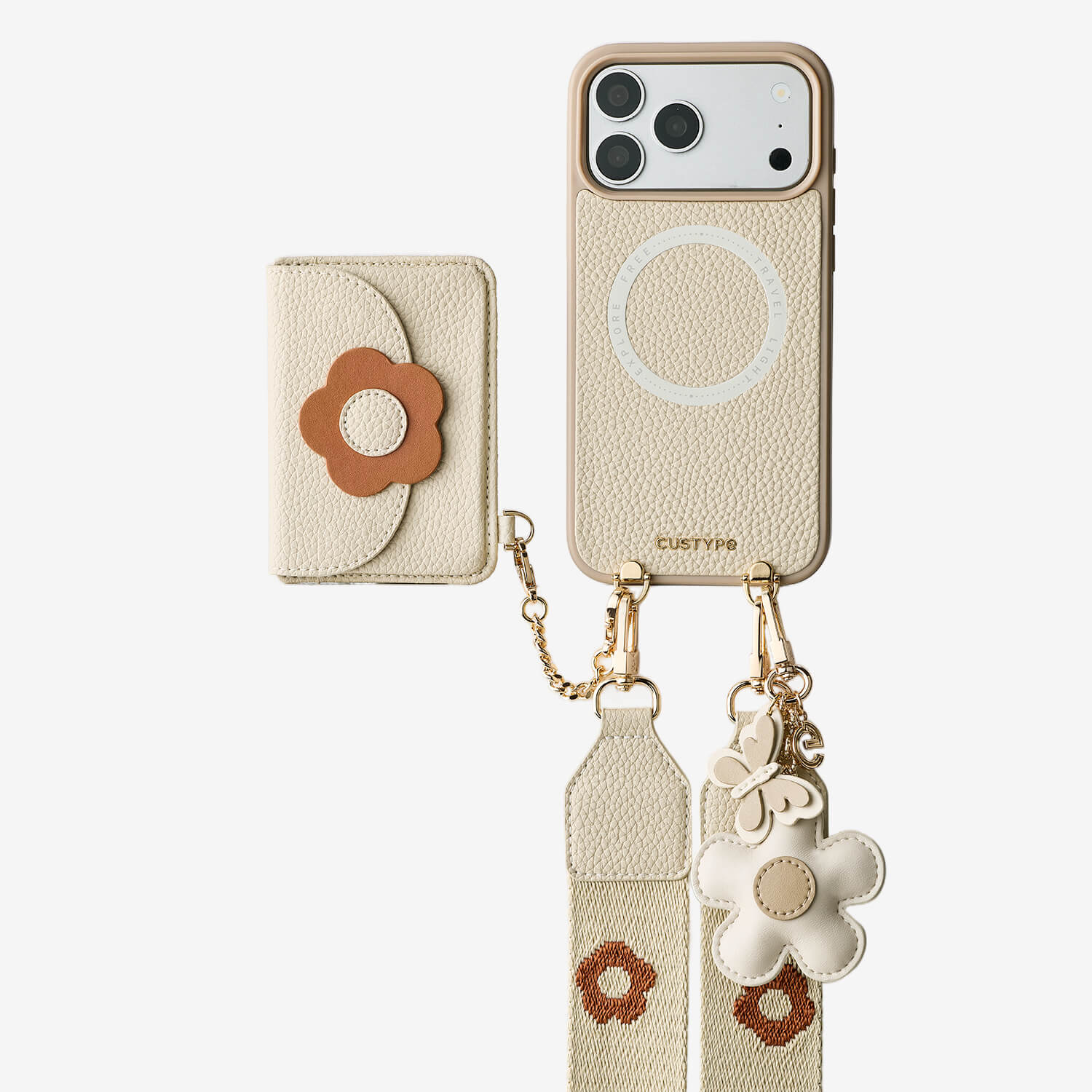 CUSTYPE iPhone15proケース Custype iPhone 15 Pro Crossbody Cases with Card Holder and Strap