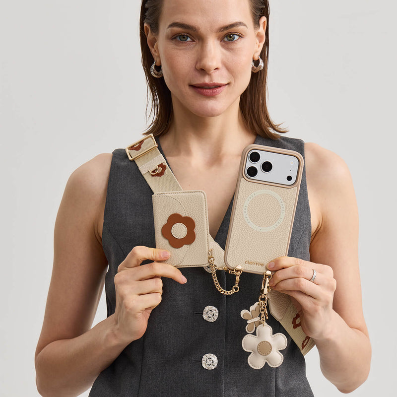 Beige iPhone 17 Pro Max phone case with detachable wallet with Magnetic
for for everyday use

