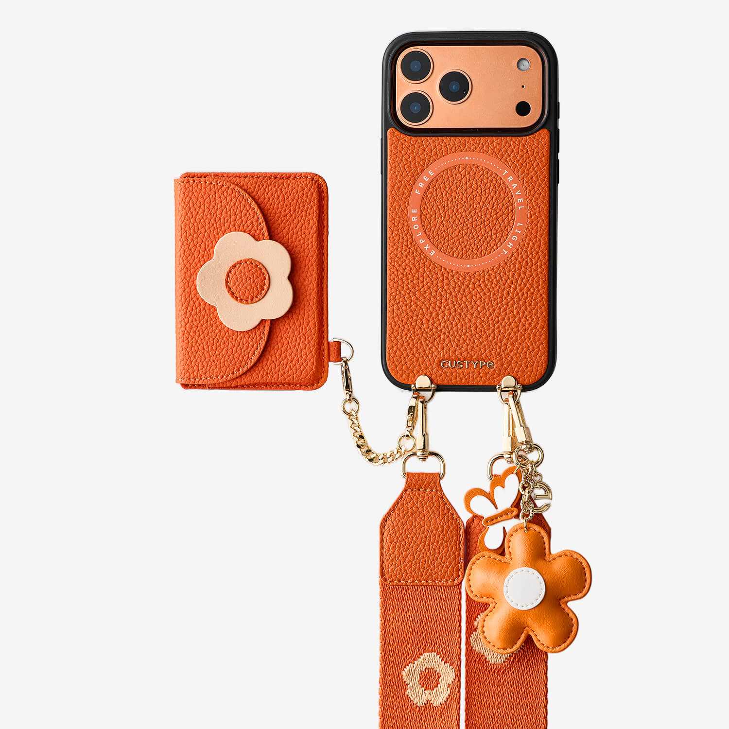 Orange flower phone case with magsafe