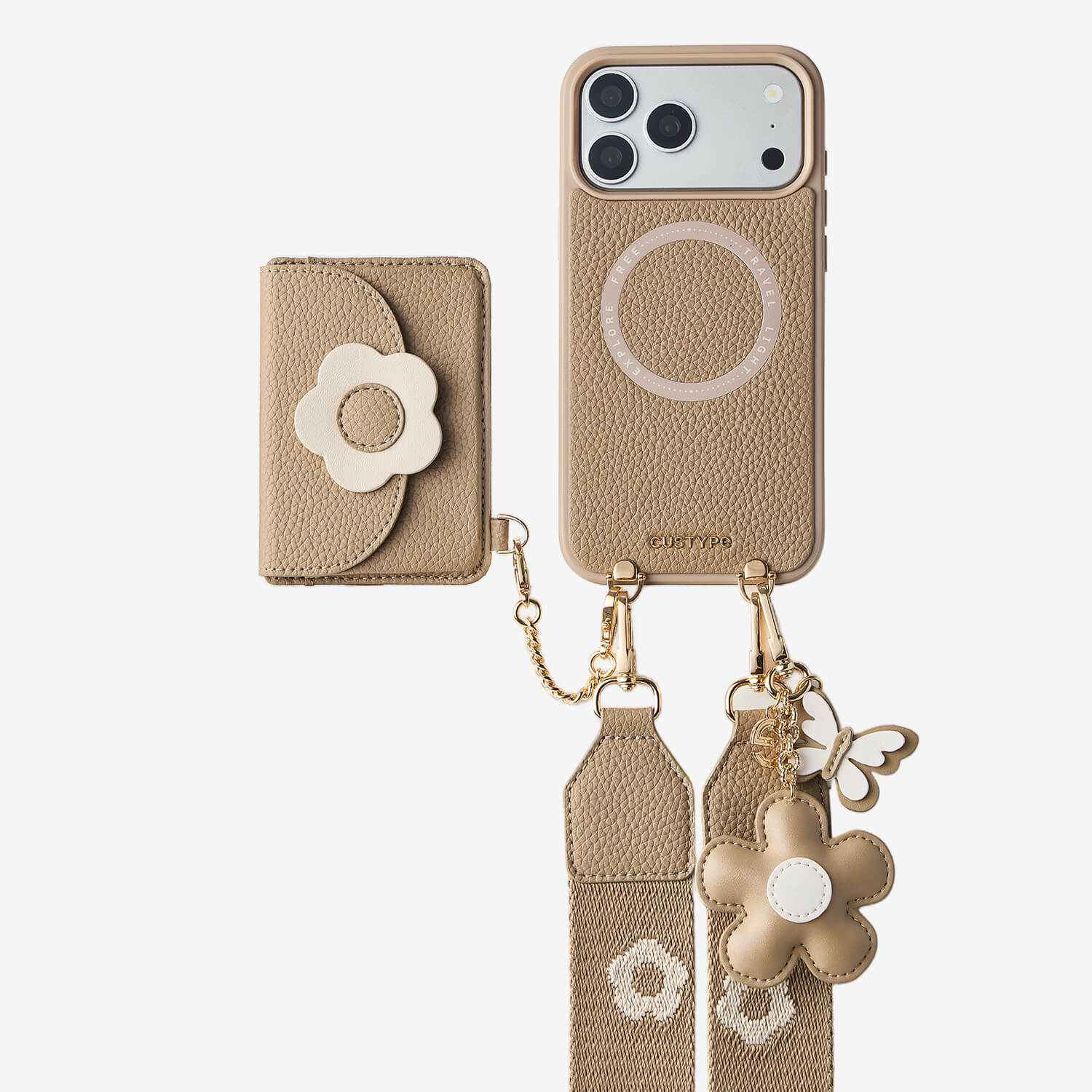 taupe slim wallet phone case