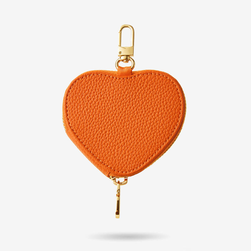 Heart Airpod Pouch with Zipper-AirPods case-Lychee Pattern Leather Mini Zip Pouch