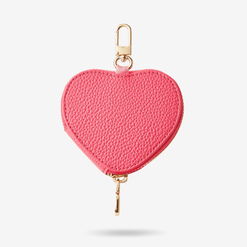 Heart Airpod Pouch with Zipper-AirPods case-Lychee Pattern Leather Mini Zip Pouch