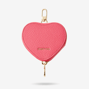 Heart Airpod Pouch with Zipper-AirPods case-Lychee Pattern Leather Mini Zip Pouch