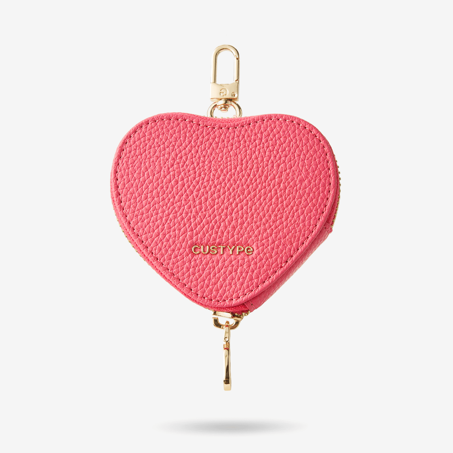 Heart Airpod Pouch with Zipper-AirPods case-Lychee Pattern Leather Mini Zip Pouch