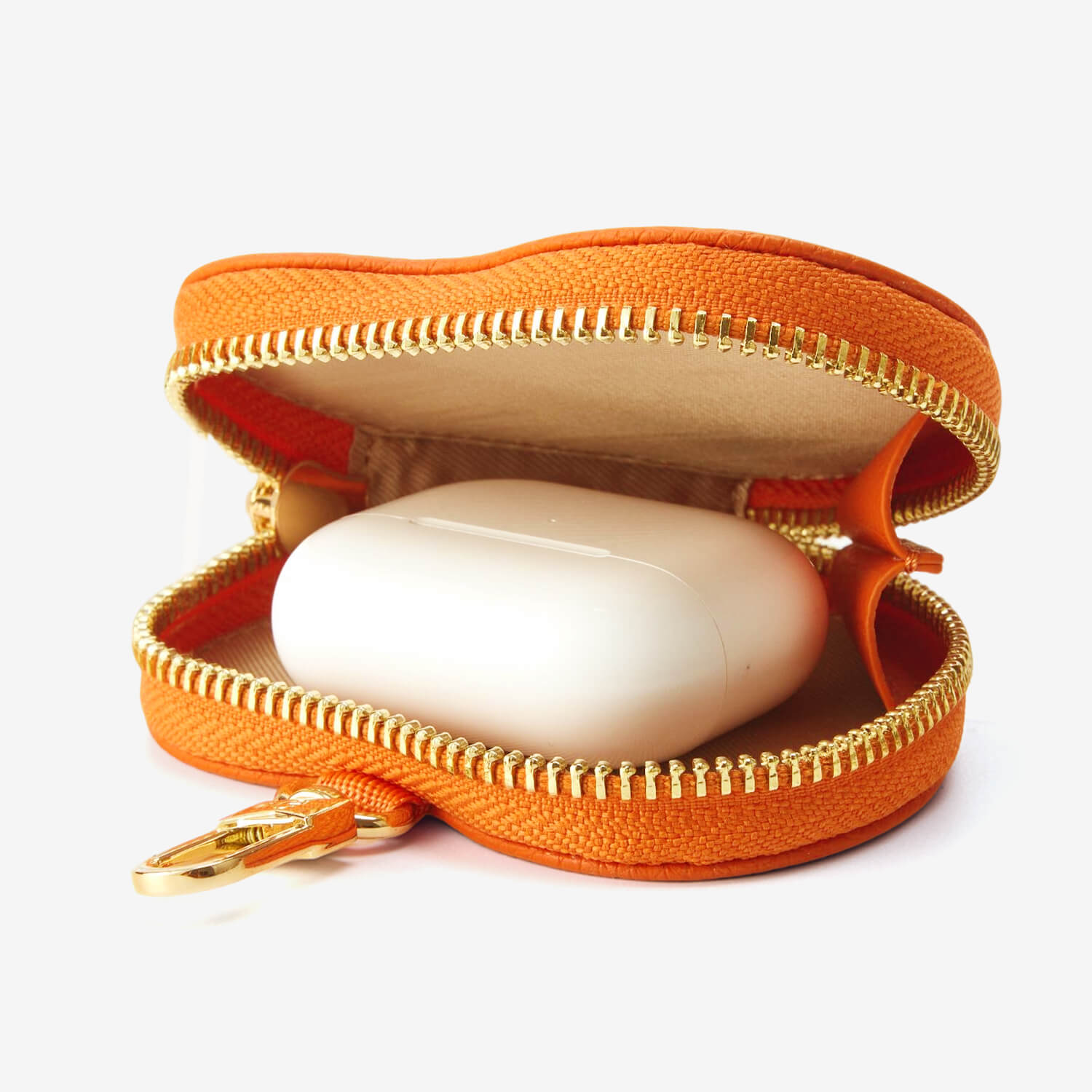 Heart Airpod Pouch with Zipper-AirPods case-Lychee Pattern Leather Mini Zip Pouch