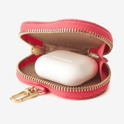 Heart Airpod Pouch with Zipper-AirPods case-Lychee Pattern Leather Mini Zip Pouch