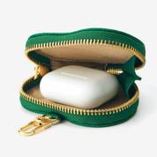 Heart Airpod Pouch with Zipper-AirPods case-Lychee Pattern Leather Mini Zip Pouch