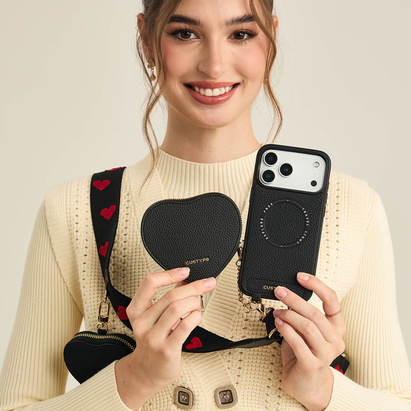 Heart Airpod Kit- iPhone Crossbody Case with Magnet & Airpods Pouch-Mobile Phone Cases-DETACHABLE WALLET & PHONE POUCH