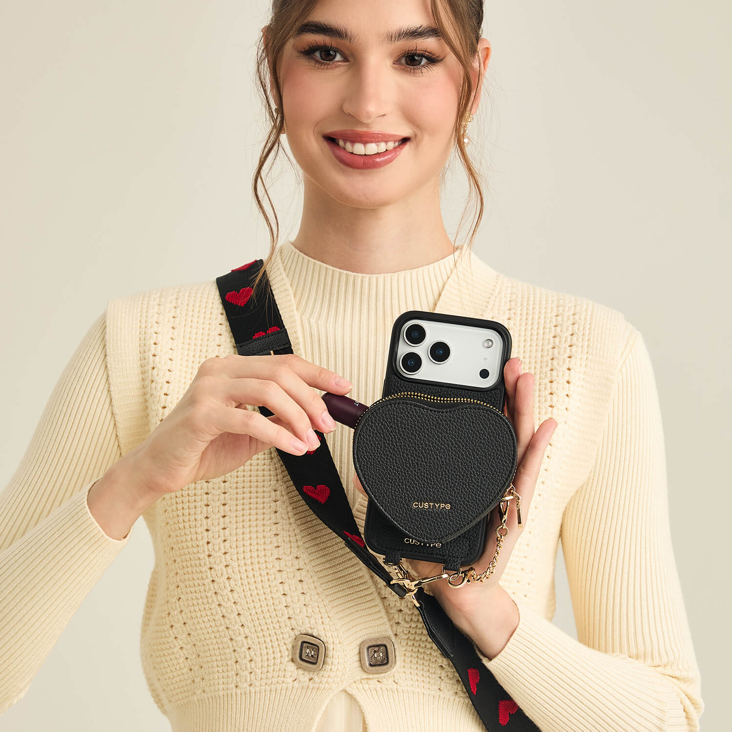 Heart Airpod Kit- iPhone Crossbody Case with Magnet & Airpods Pouch-Mobile Phone Cases-DETACHABLE WALLET & PHONE POUCH