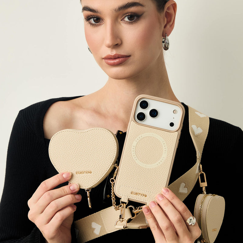Heart Airpod Kit- iPhone Crossbody Case with Magnet & Airpods Pouch-Mobile Phone Cases-DETACHABLE WALLET & PHONE POUCH