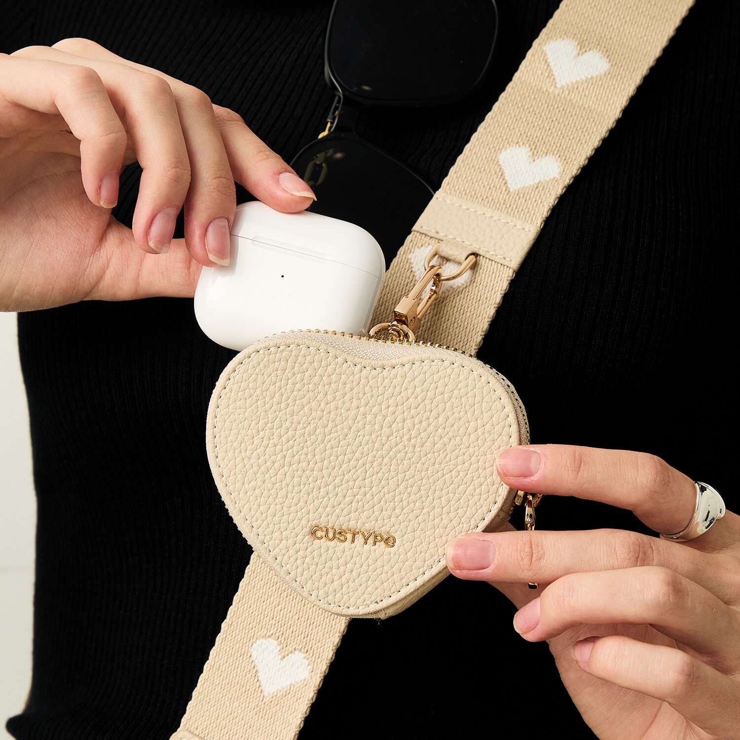 Heart Airpod Kit- iPhone Crossbody Case with Magnet & Airpods Pouch-Mobile Phone Cases-DETACHABLE WALLET & PHONE POUCH