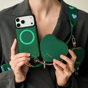Heart Airpod Kit- Sling iPhone Case with Magnetic Heart Pouch-Mobile Phone Cases-DETACHABLE WALLET & PHONE POUCH
