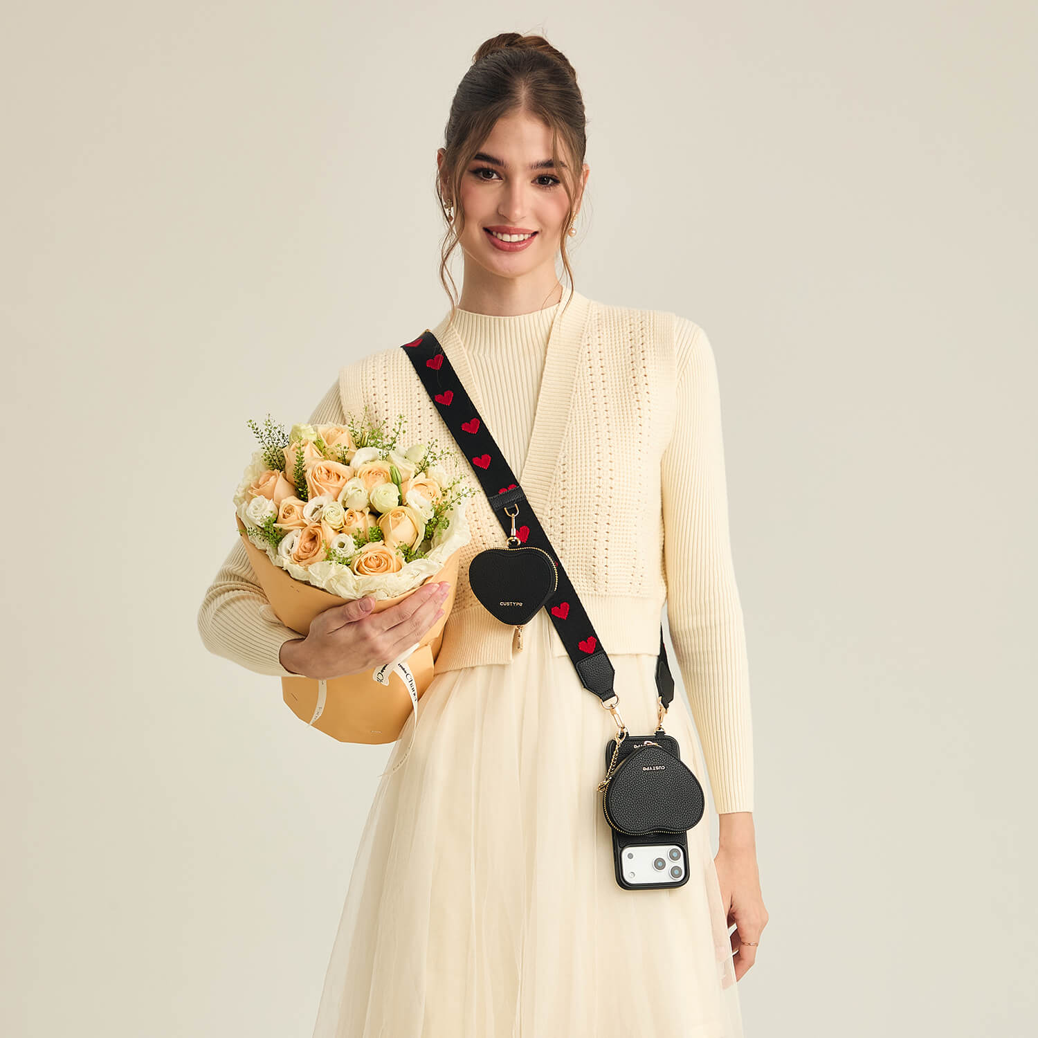 Heart Airpod Kit- iPhone Crossbody Case with Magnet & Airpods Pouch-Mobile Phone Cases-DETACHABLE WALLET & PHONE POUCH