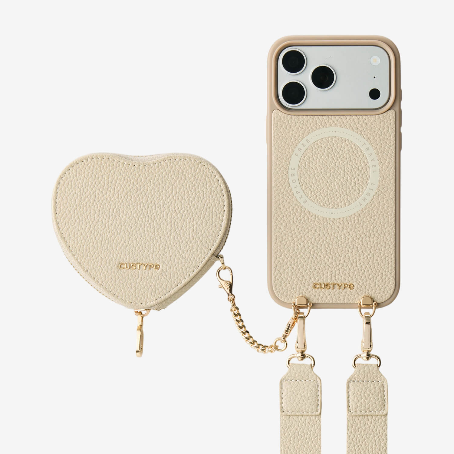 Roam Kit- iPhone Case with Magnetic Heart Pouch & Wide Strap
