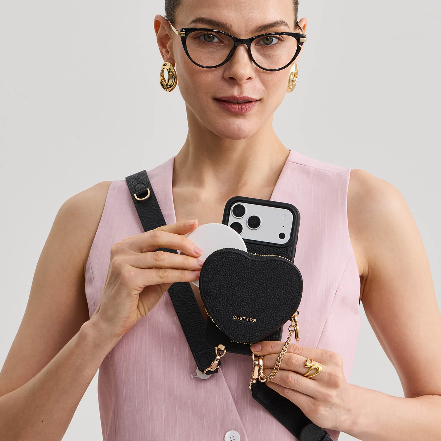 Roam Kit- iPhone Case with Magnetic Heart Pouch & Wide Strap