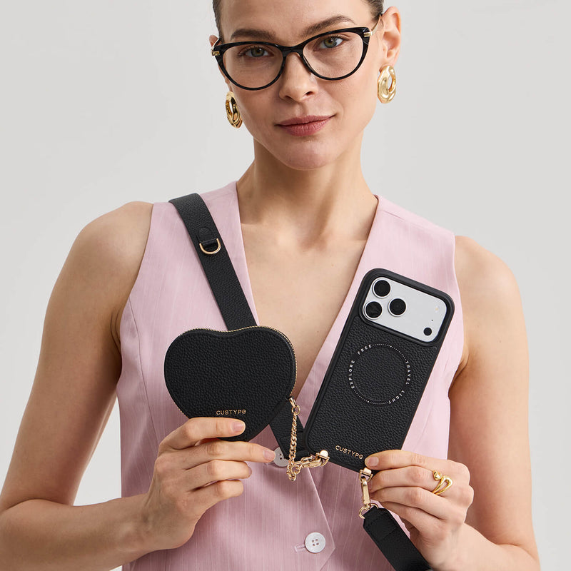Roam Kit- iPhone Case with Magnetic Heart Pouch & Wide Strap