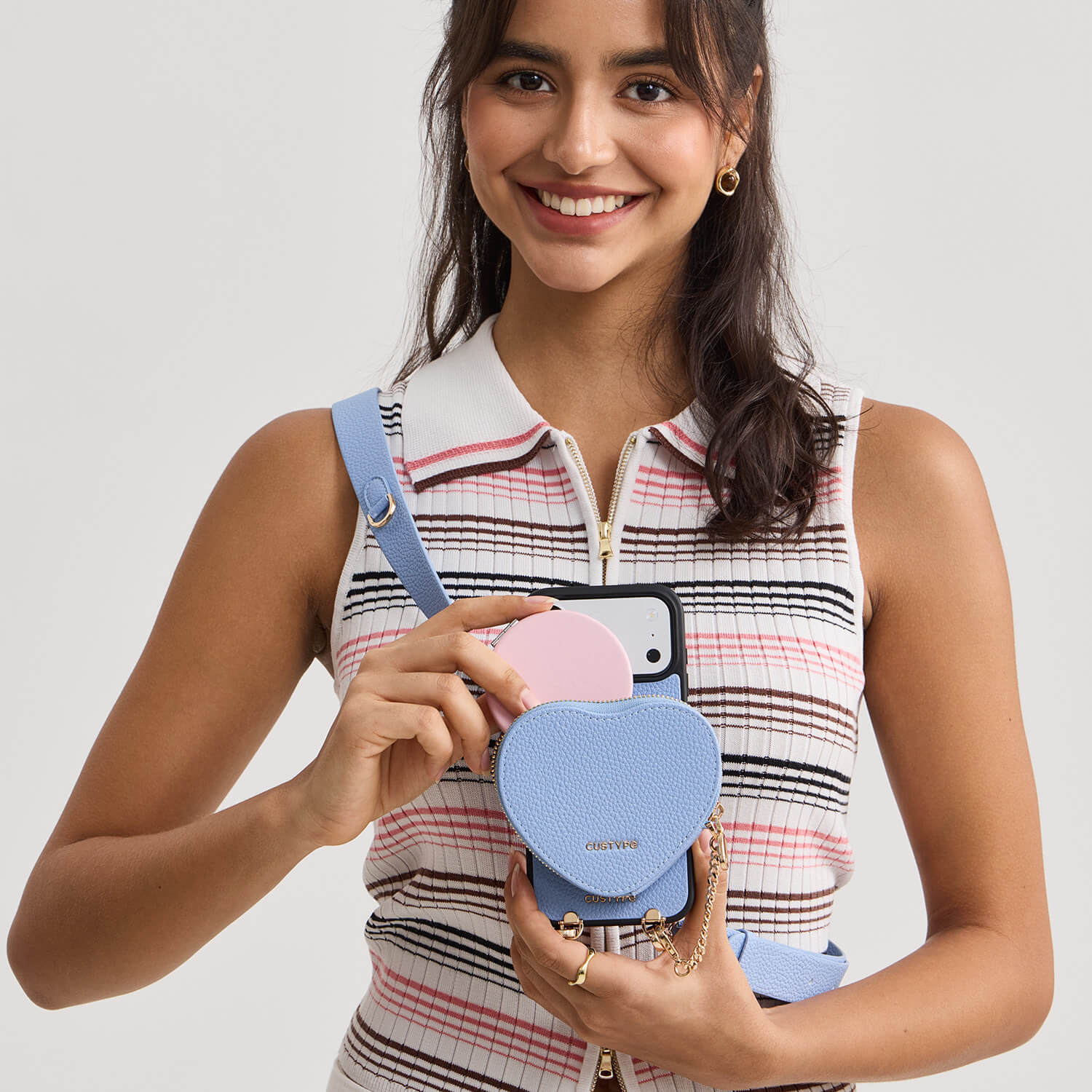 Roam Kit- iPhone Case with Magnetic Heart Pouch & Wide Strap
