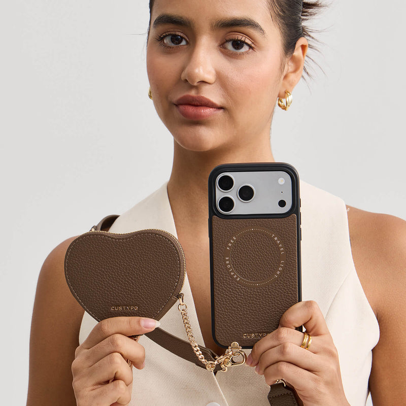 Roam Kit- iPhone Case with Magnetic Heart Pouch & Wide Strap