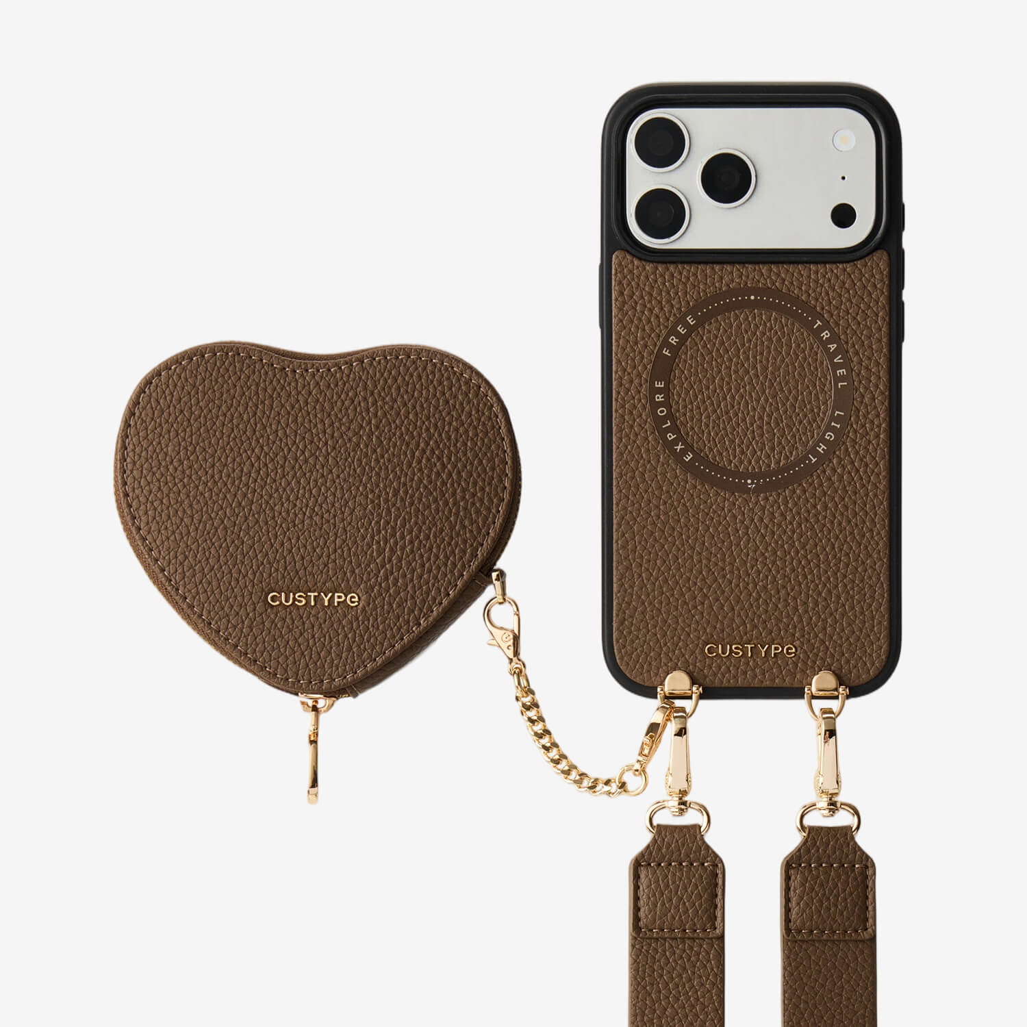 Roam Kit- iPhone Case with Magnetic Heart Pouch & Wide Strap