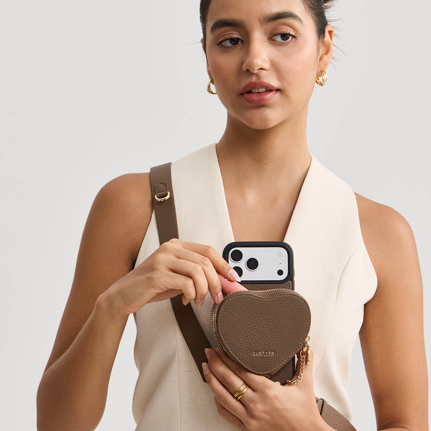 Roam Kit- iPhone Case with Magnetic Heart Pouch & Wide Strap