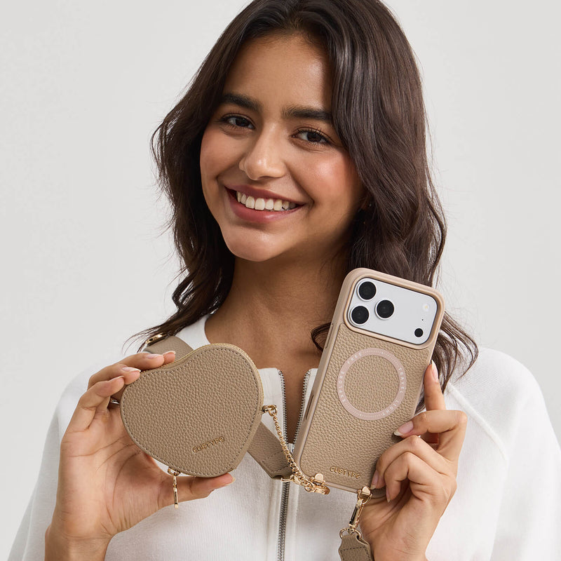Roam Kit- iPhone Case with Magnetic Heart Pouch & Wide Strap