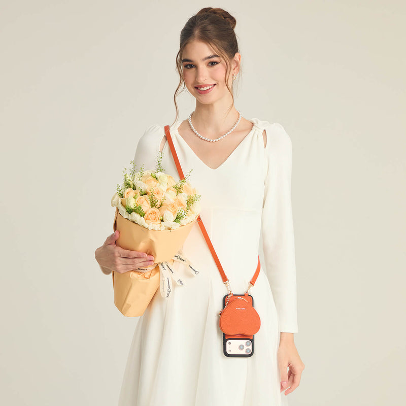 Heart Design Kit- Sling Phone Case with Magnetic & Heart Pouch-Mobile Phone Cases-DETACHABLE WALLET & WIRELESS CHARGING