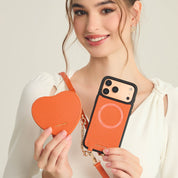 Heart Design Kit- Sling Phone Case with Magnetic & Heart Pouch-Mobile Phone Cases-DETACHABLE WALLET & WIRELESS CHARGING
