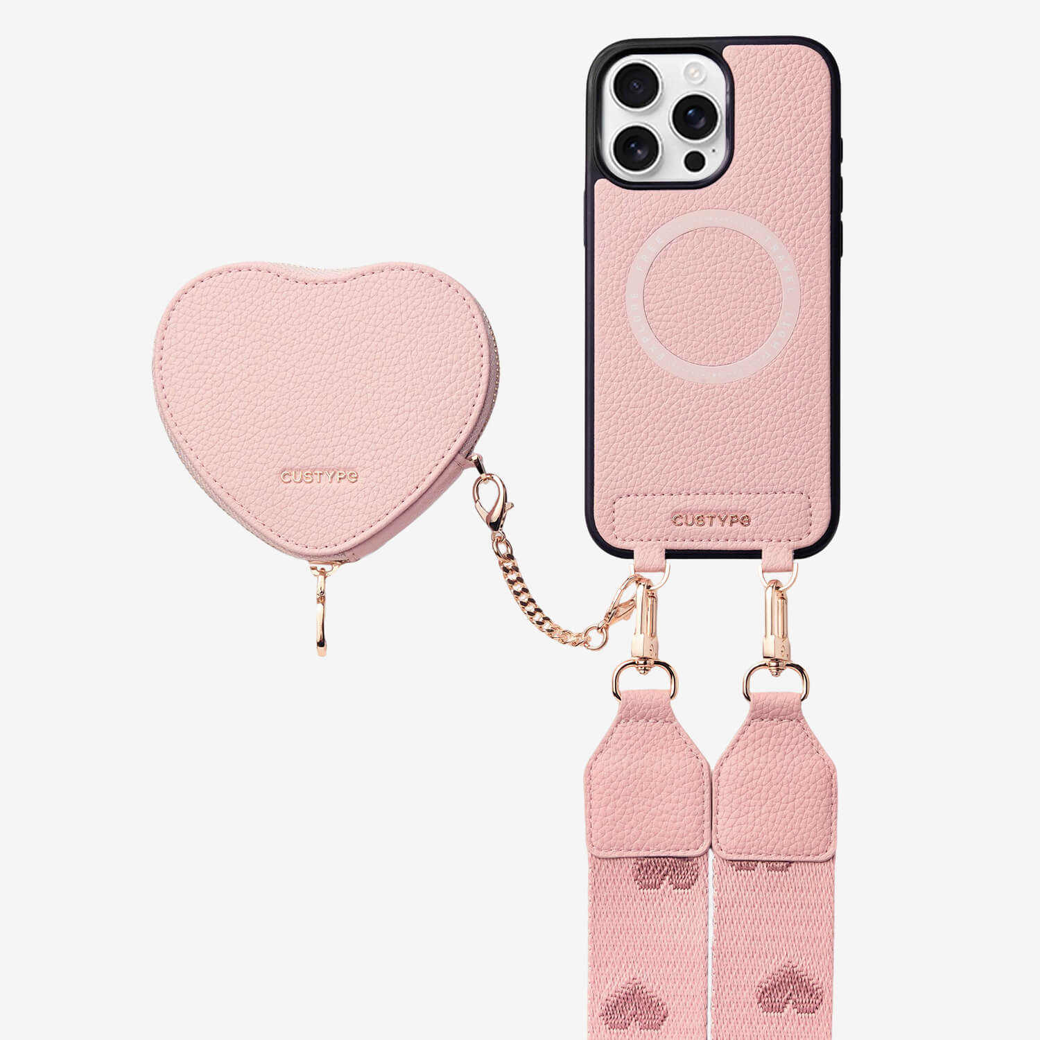 Morandi Grace Kit- Sling Phone Case with Magnetic Heart Pouch-Mobile Phone Cases-DETACHABLE WALLET & WIRELESS CHARGING