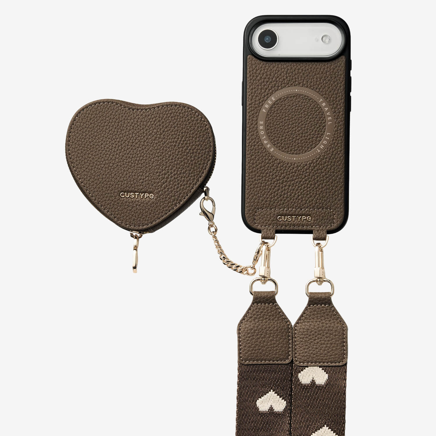 Morandi Grace Kit- Sling Phone Case with Magnetic Heart Pouch-Mobile Phone Cases-DETACHABLE WALLET & WIRELESS CHARGING